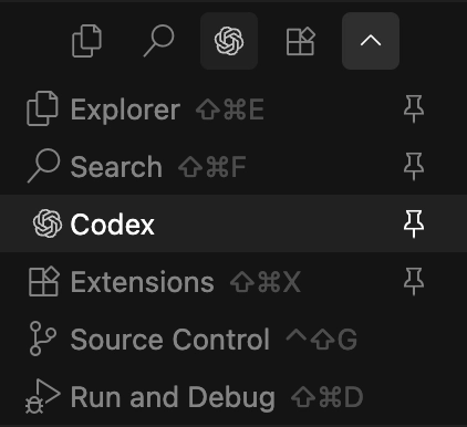 Codex 扩展在 VS Code 侧边栏中