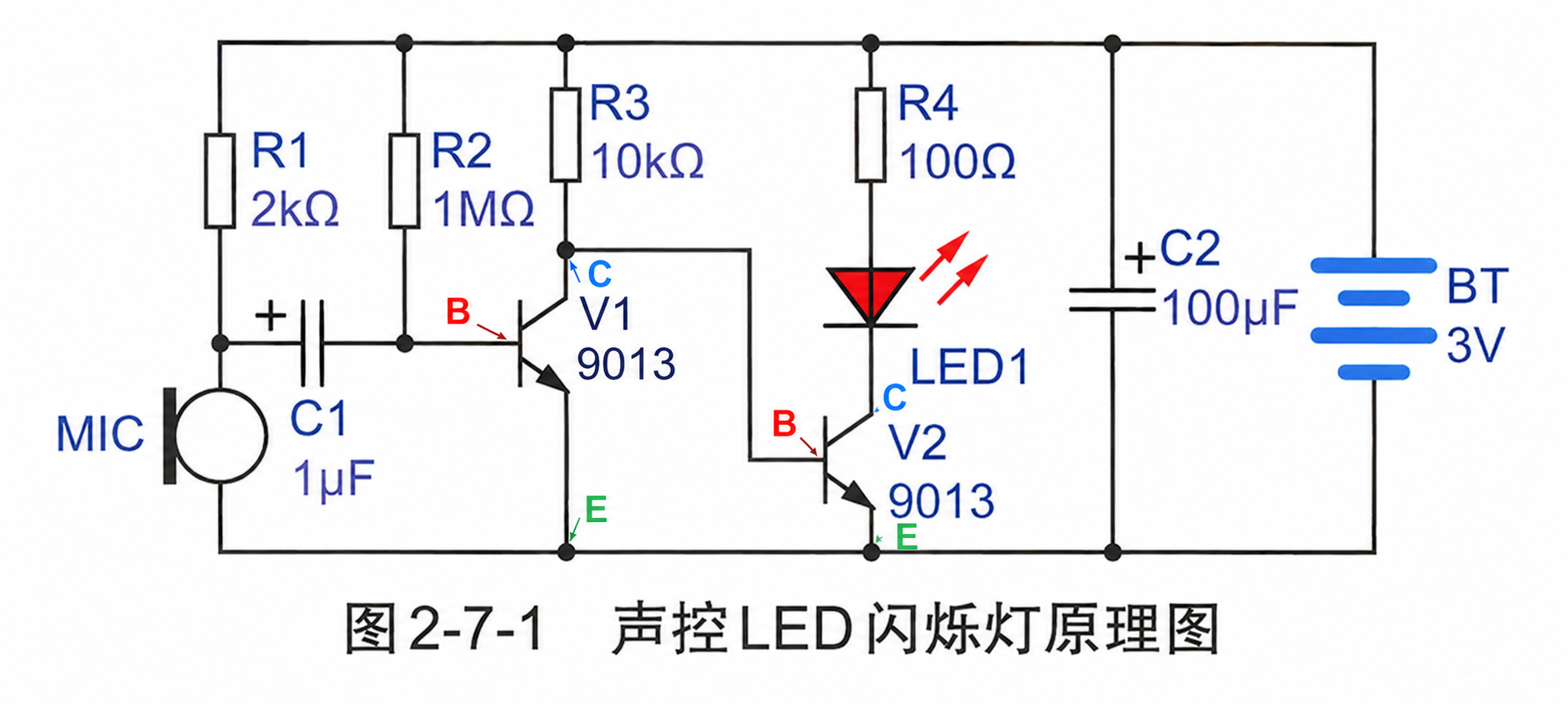 声控 LED 闪烁灯原理图