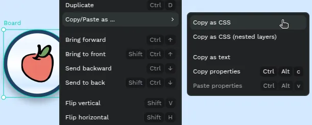 Copy CSS properties